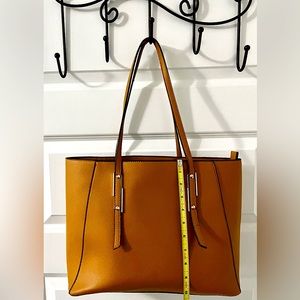 Turmeric colored tote, “vegan leather”